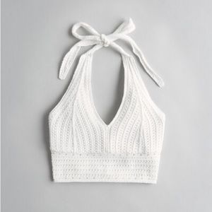 Hollister white crochet halter top, size XS